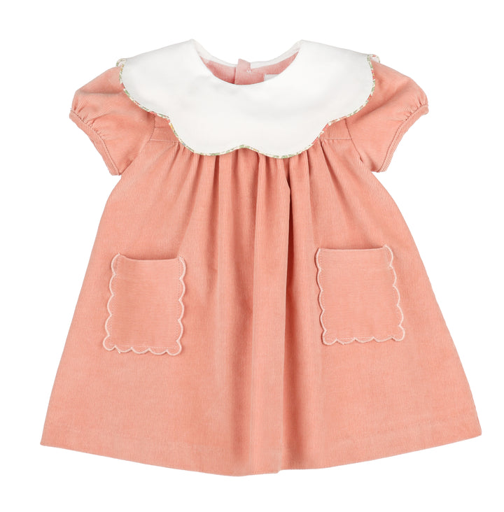 Vintage Cords Scallop Dress, Pink