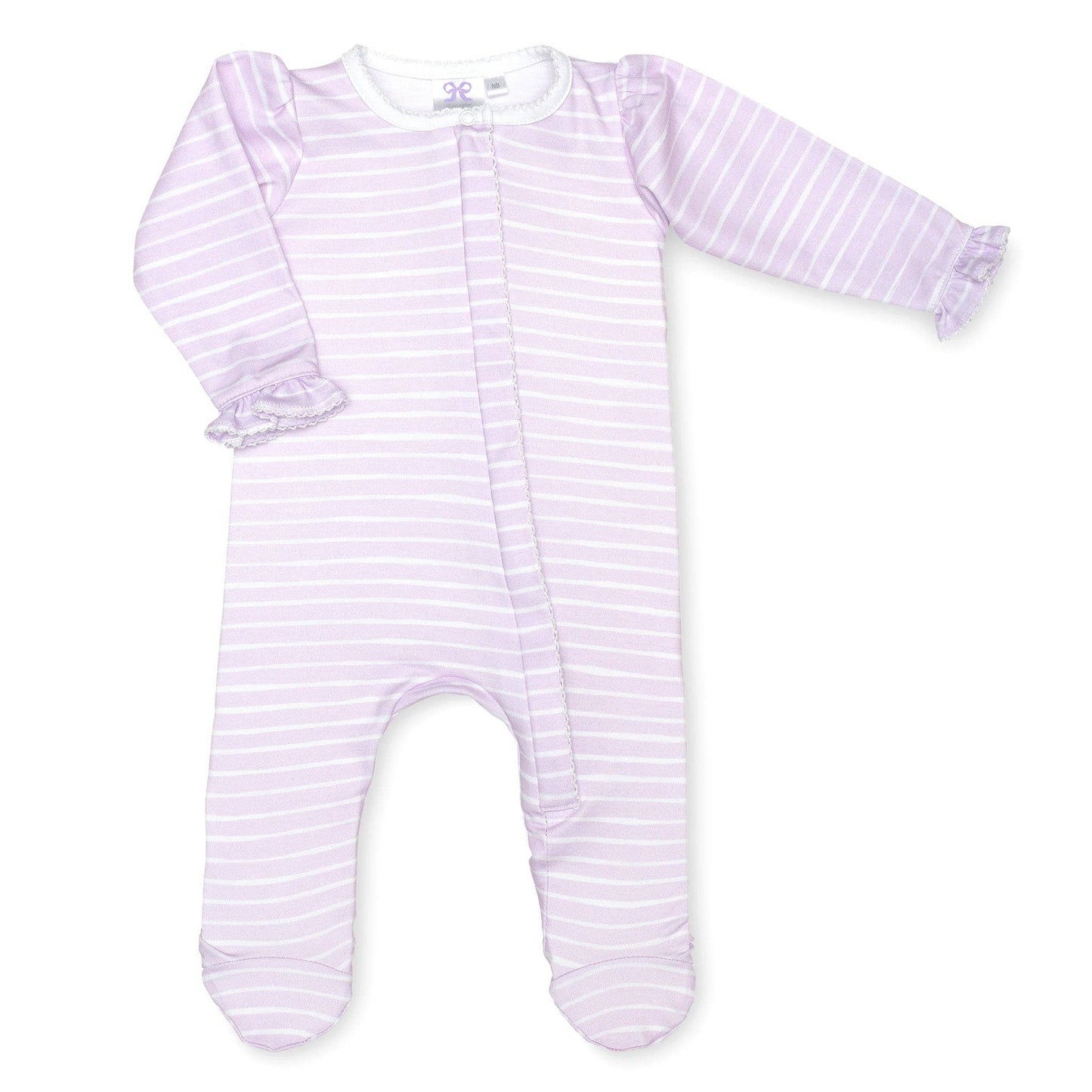 Lilac Stripe Ruffle Footie
