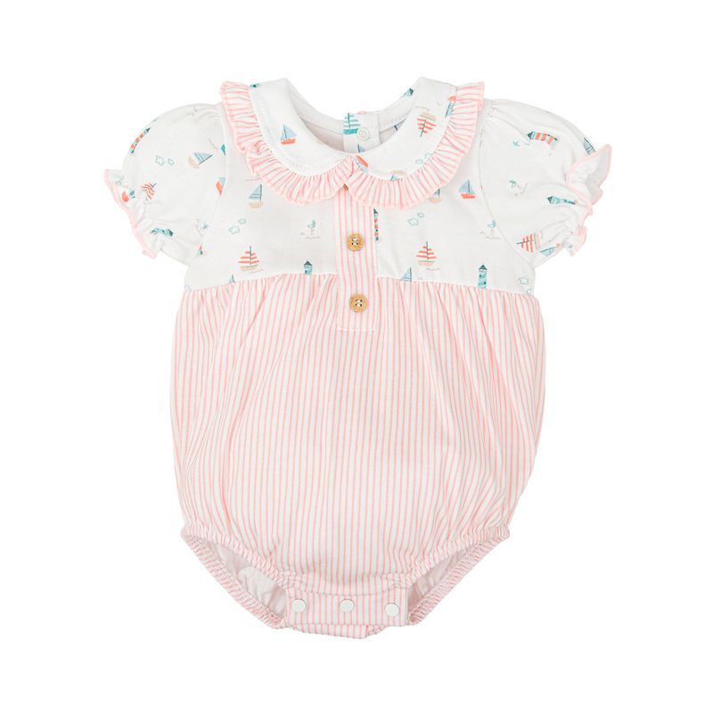 Girls Cotton Knit Romper, Pink