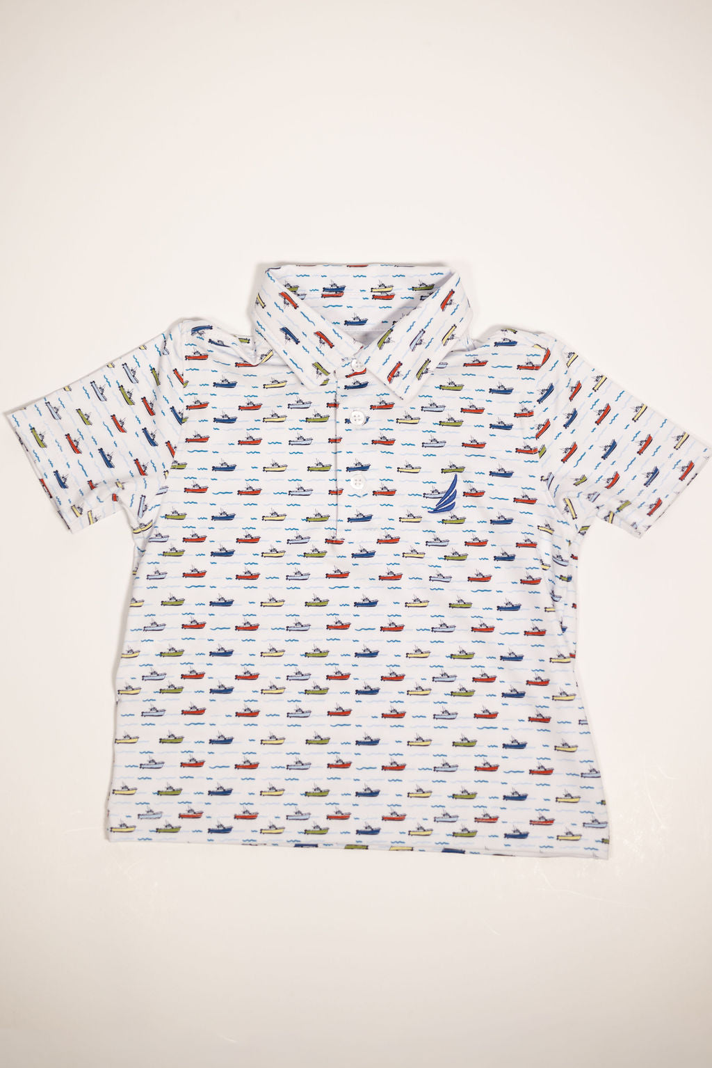 Boys Boat Print Performance Polo