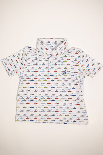 Boys Boat Print Performance Polo