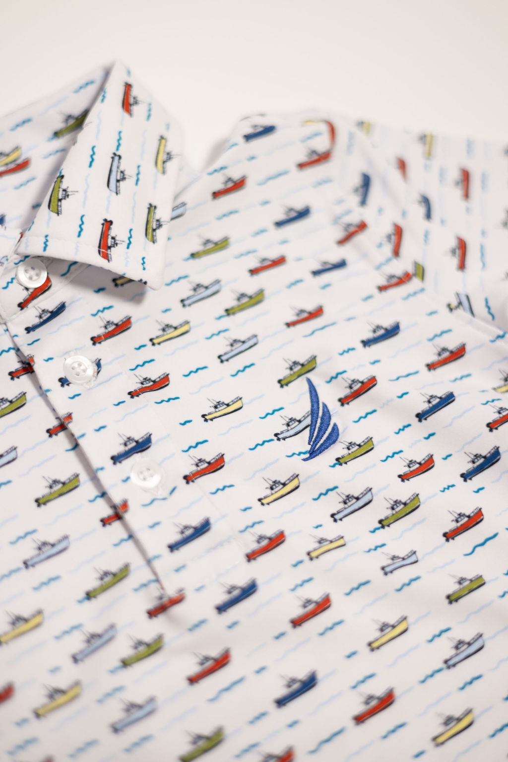 Boys Boat Print Performance Polo