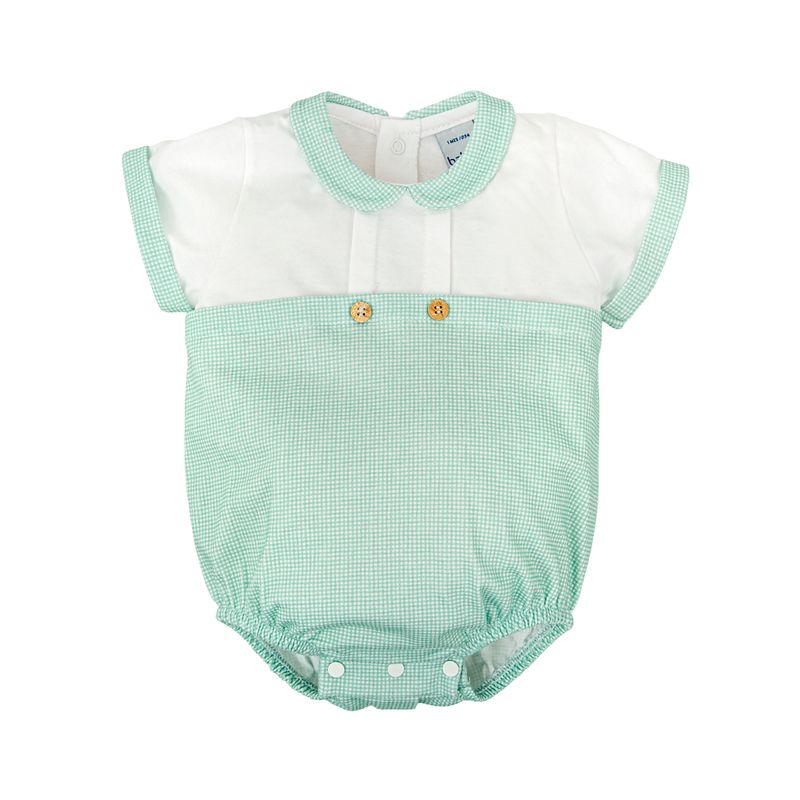 Boys Cotton Knit Romper, Green