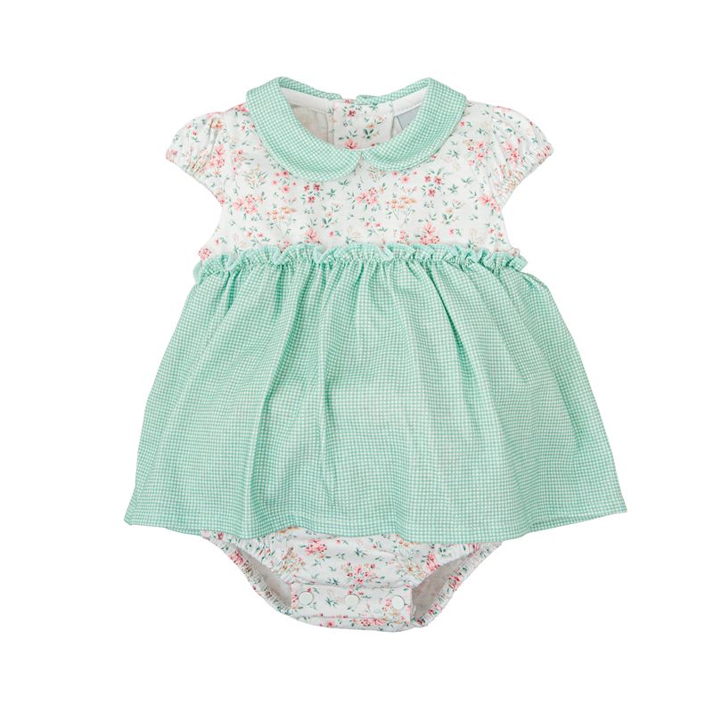 Girls Cotton Knit Romper, Green