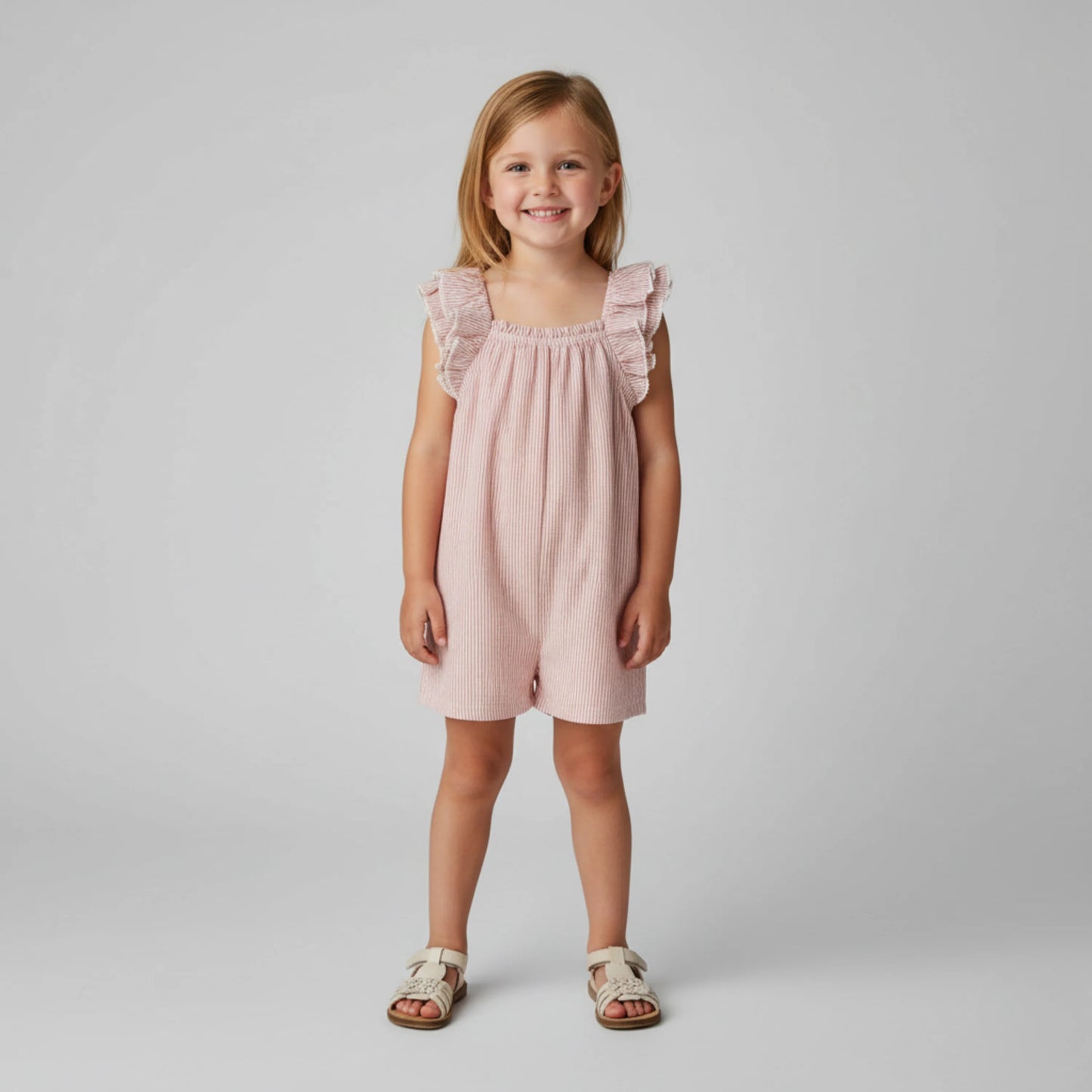 Flutter Jumpsuit- Coral Stripes