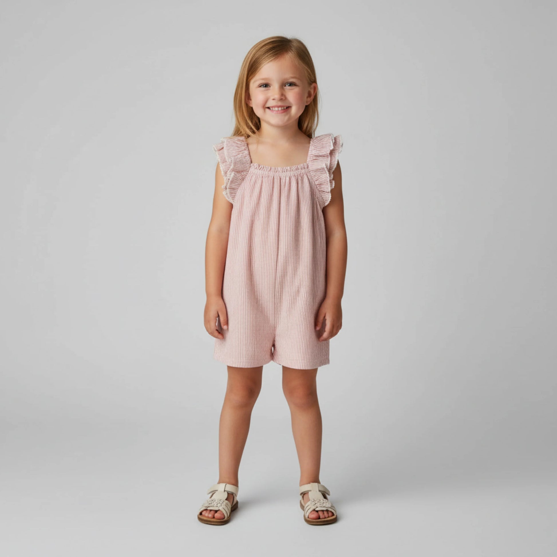 Flutter Jumpsuit- Coral Stripes