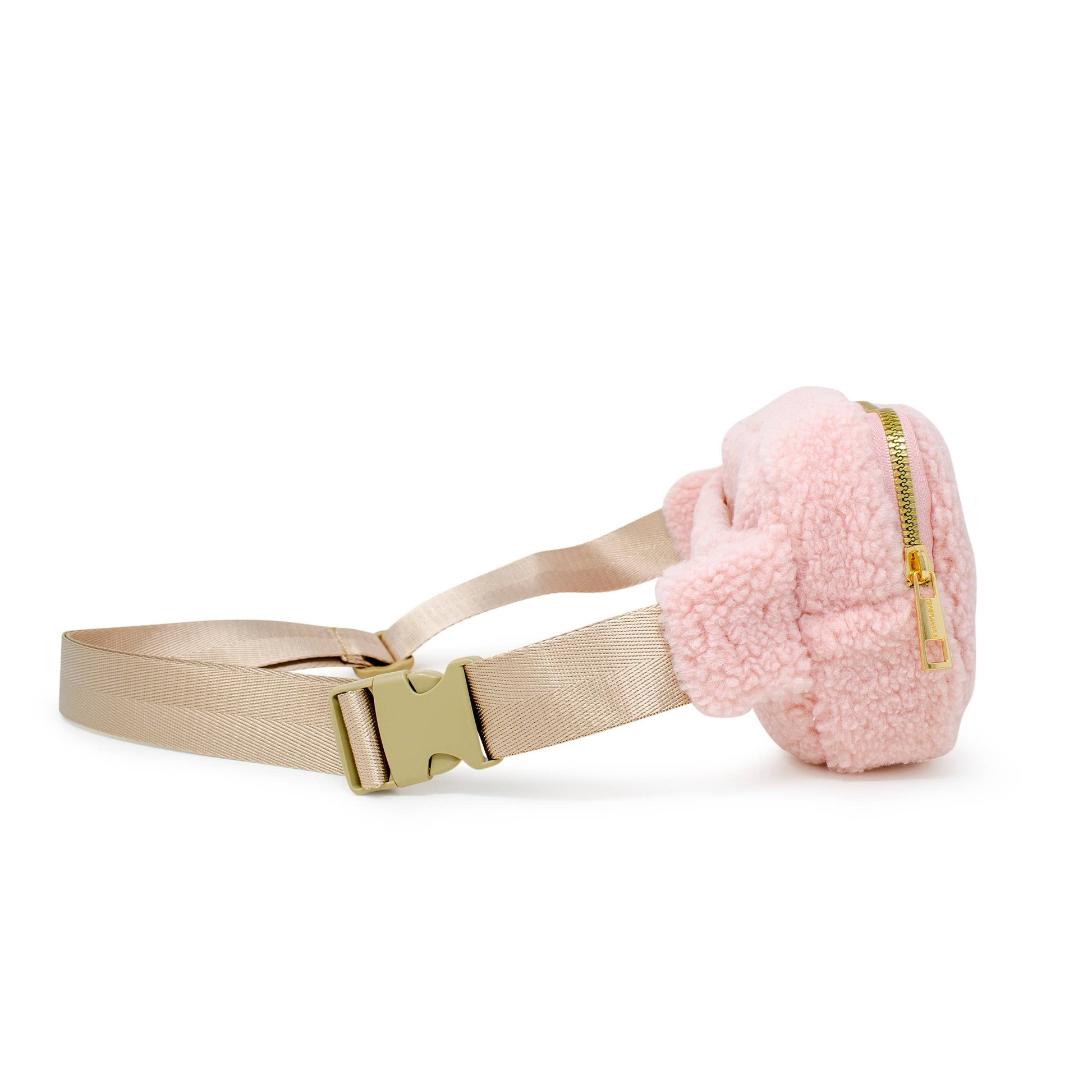 Fuzzy Crossbody Sling Bag w/ Heart for Kids: Pink