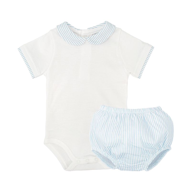 Boys Cotton Knit 2 Piece Set, Blue