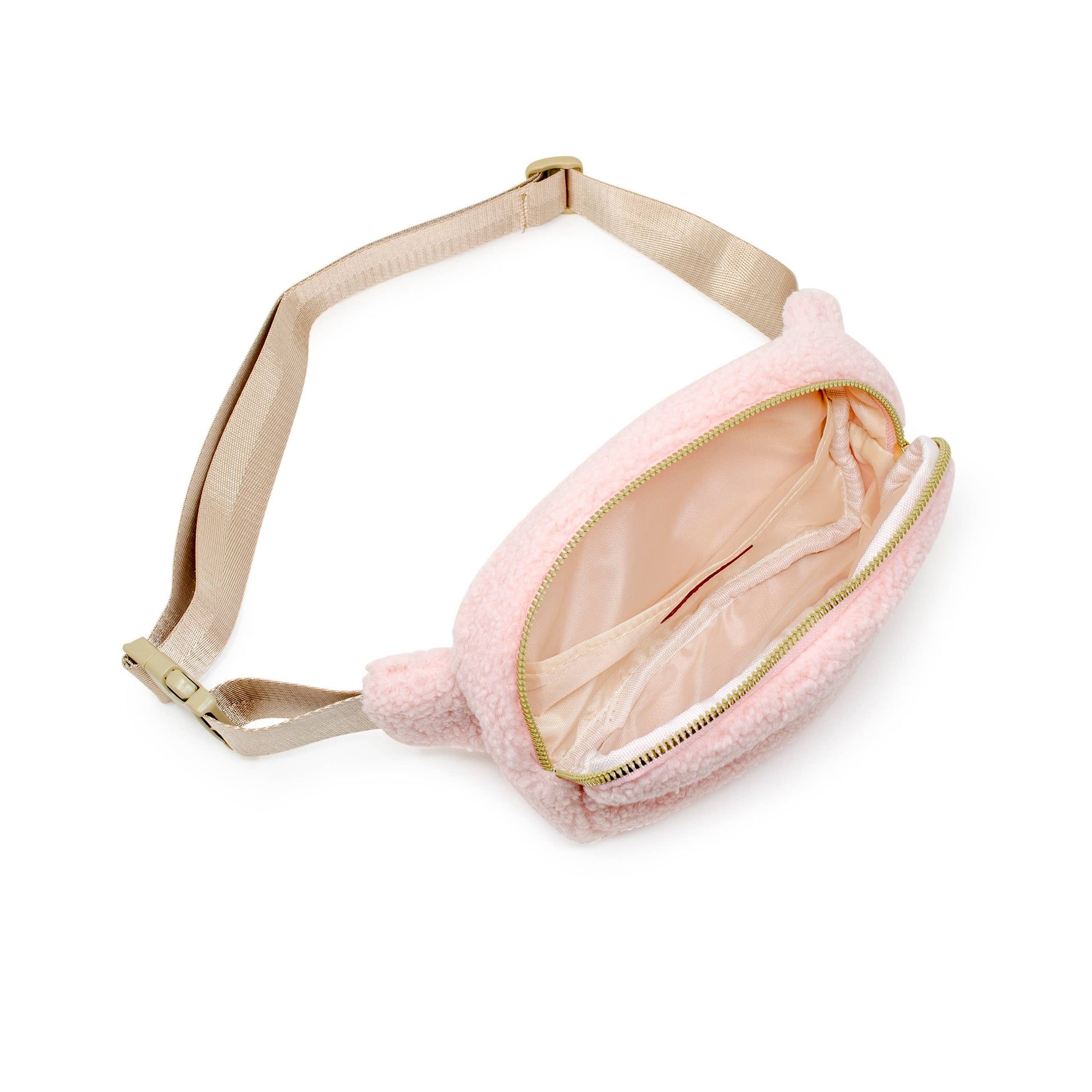 Fuzzy Crossbody Sling Bag w/ Heart for Kids: Pink
