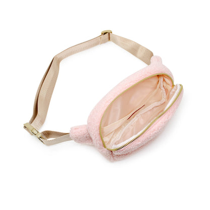 Fuzzy Crossbody Sling Bag w/ Heart for Kids: Pink