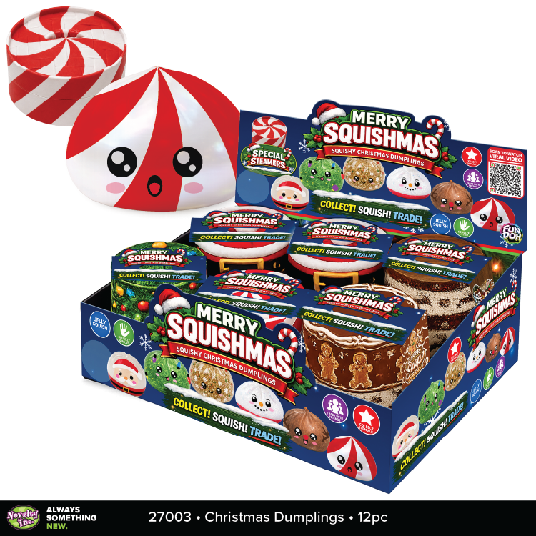 Fun Doh Christmas Dumpling Squishy Toy 12pc Holiday Display: Wholesale Price