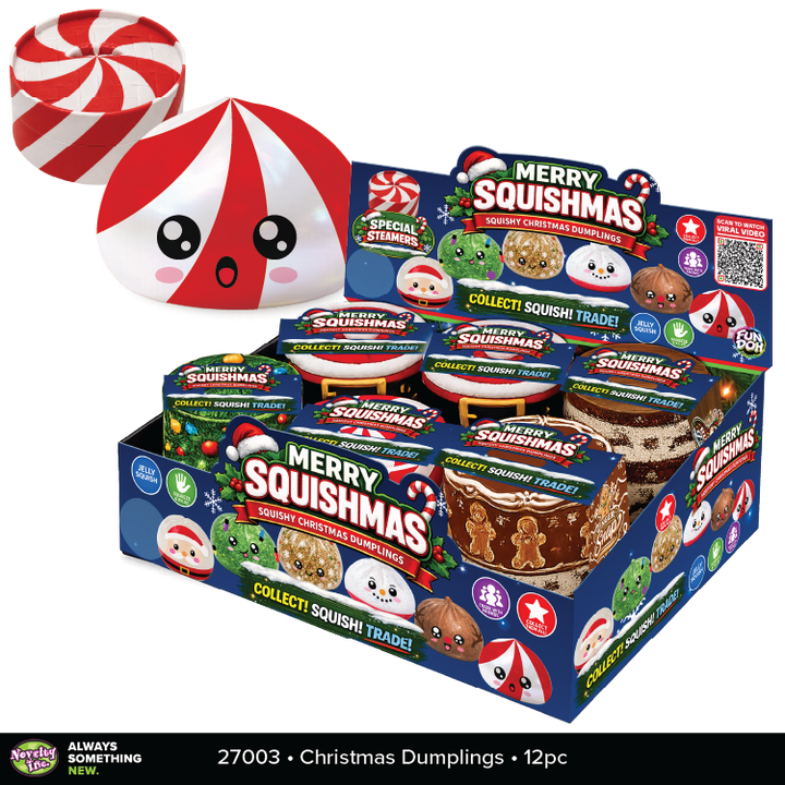 Fun Doh Christmas Dumpling Squishy Toy 12pc Holiday Display: Wholesale Price