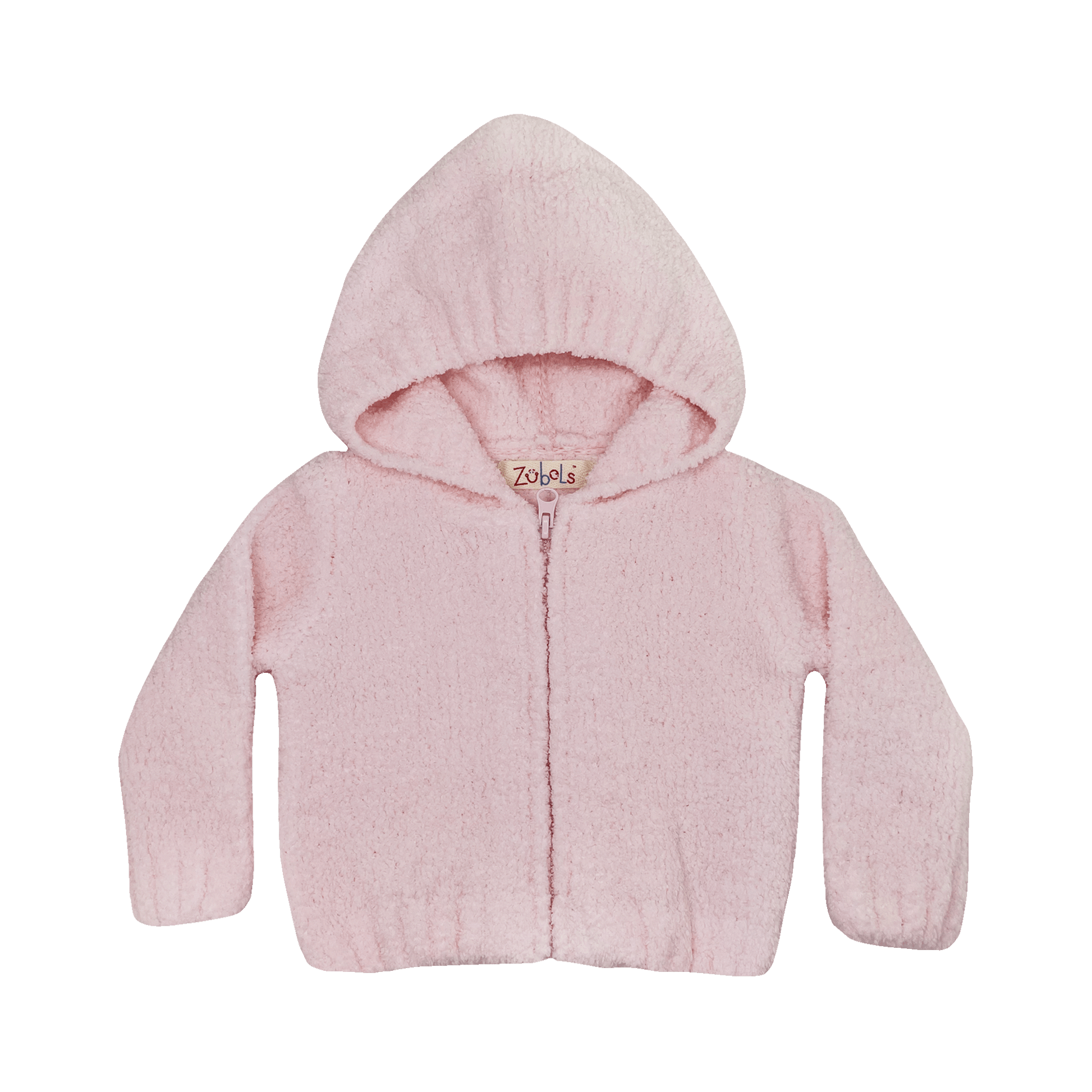 Chenille Hooded Zip Up Sweater, Pink