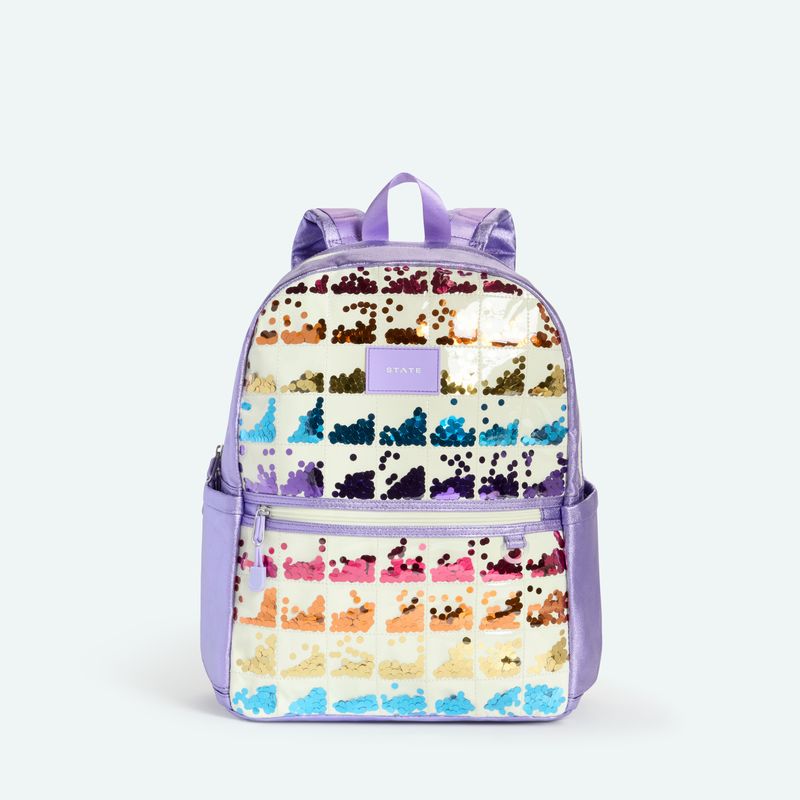 Kane Double Pocket Backpack, Lilac Quilted Sequins