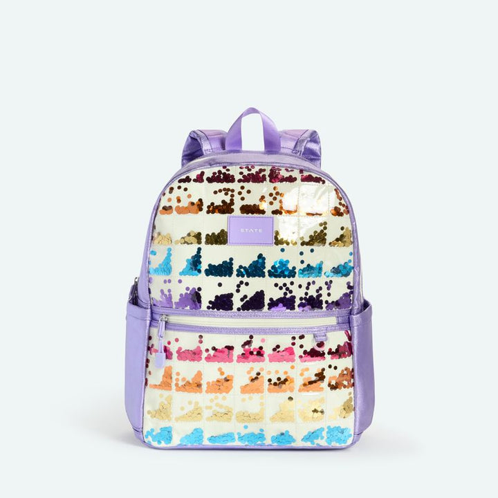 Kane Double Pocket Backpack, Lilac Quilted Sequins