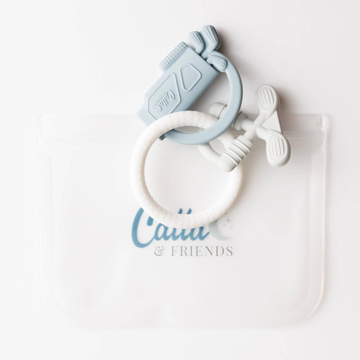 Tee Time Golf Silicone Teether: Powder Blue