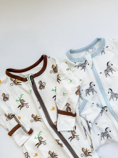 Monkey Zippered Footie