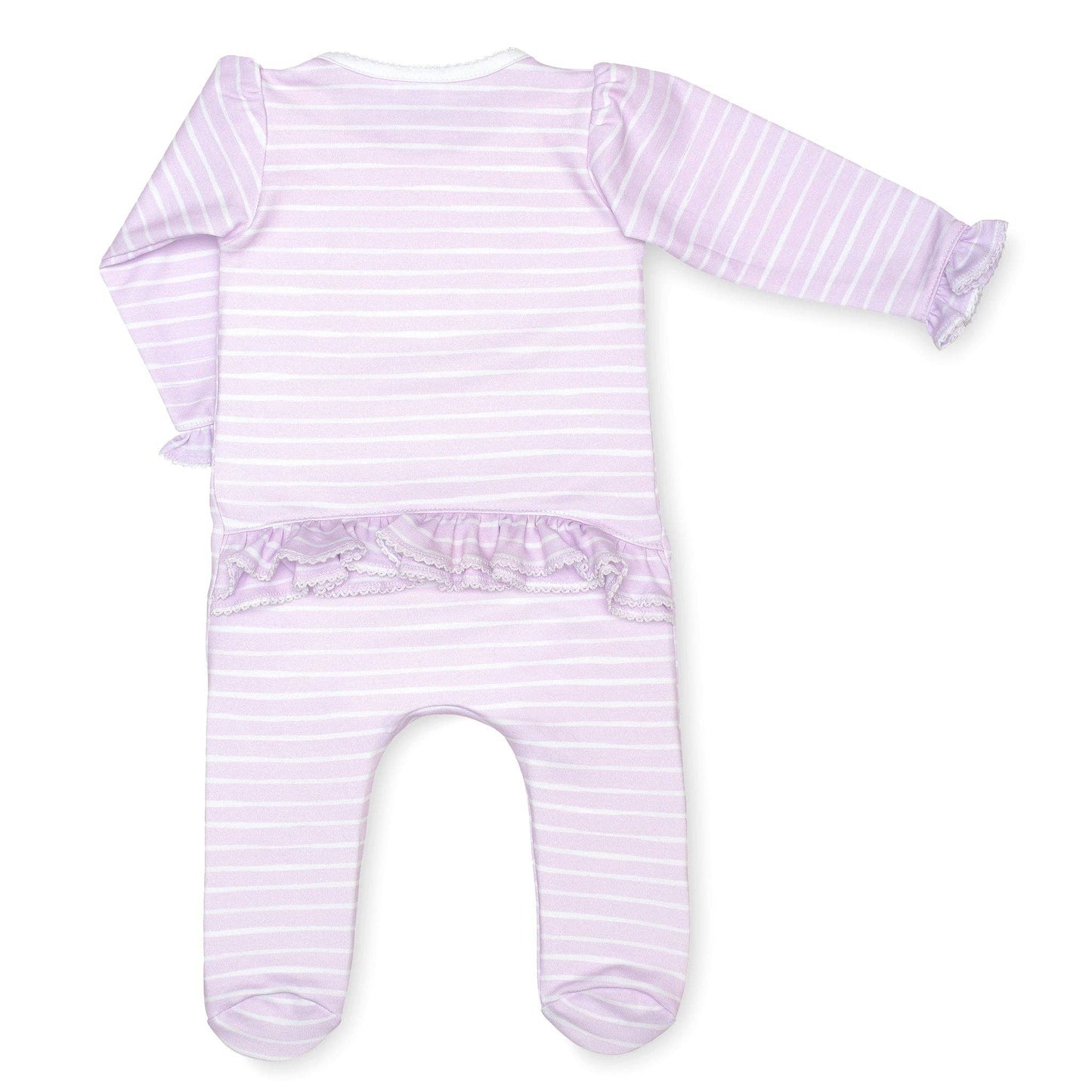Lilac Stripe Ruffle Footie