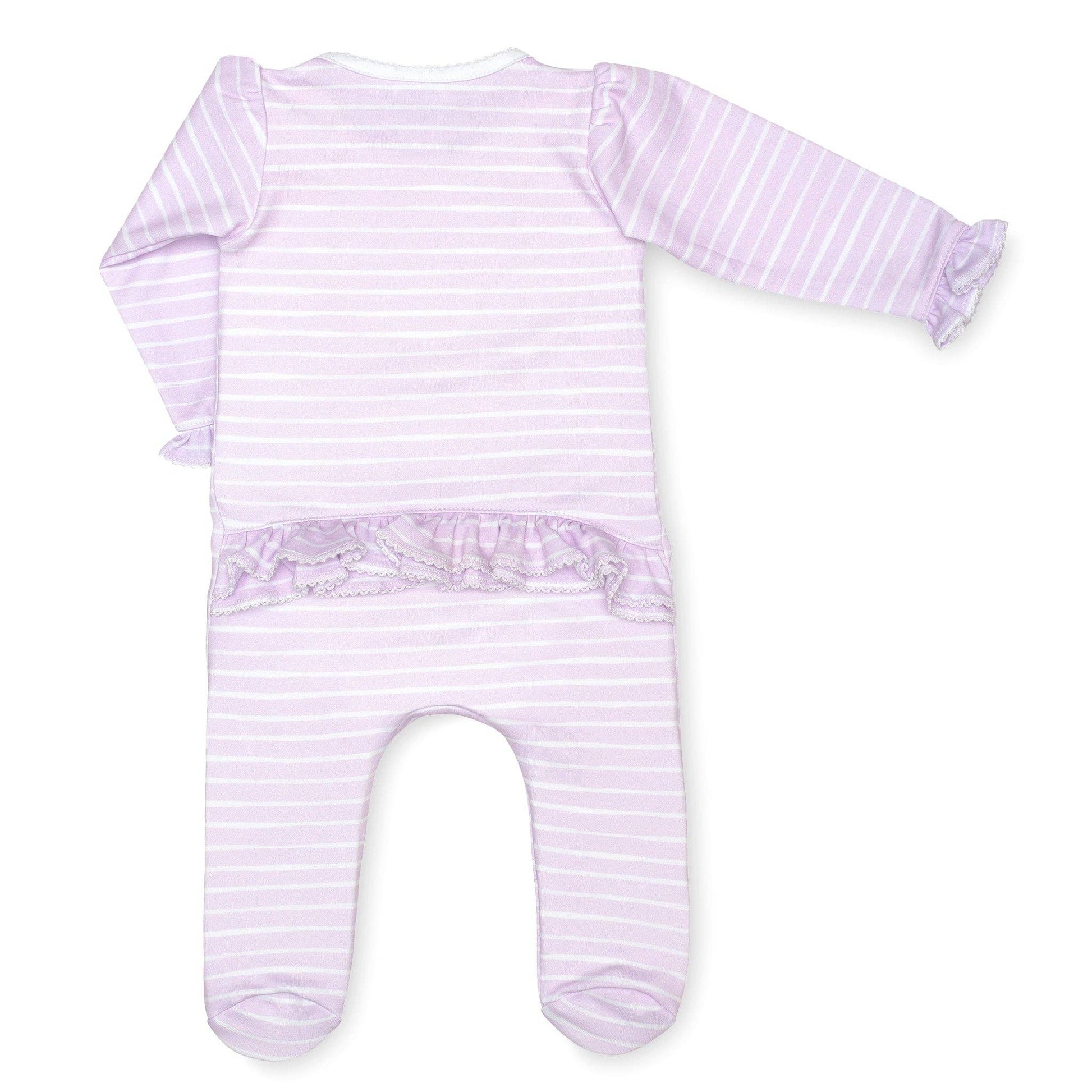 Lilac Stripe Ruffle Footie