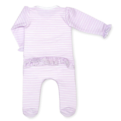 Lilac Stripe Ruffle Footie