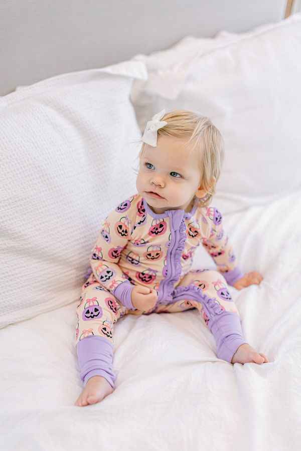 Pink Halloween Bucket Ruffle Romper