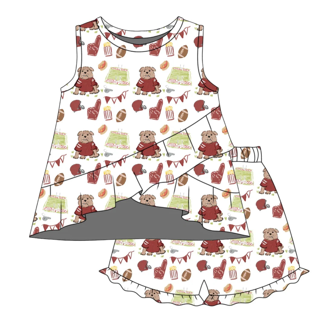 Rosie Ruffle Back Top with Sadie Claire Shorts- Game Day Bulldogs