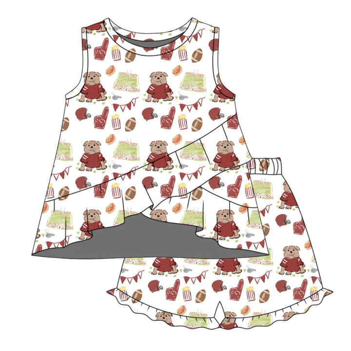 Rosie Ruffle Back Top with Sadie Claire Shorts- Game Day Bulldogs