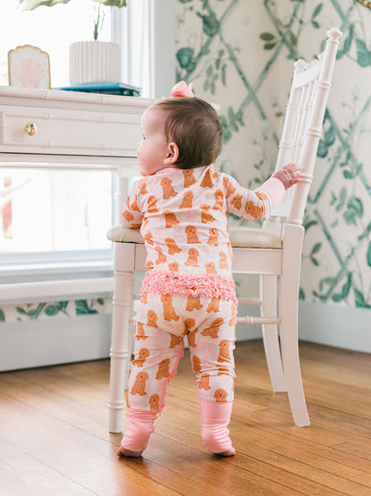 Pink Goldendoodle Ruffle Romper