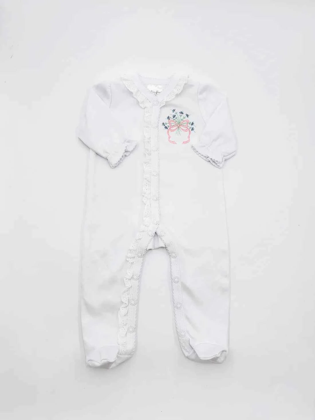White Lace Trim Footie