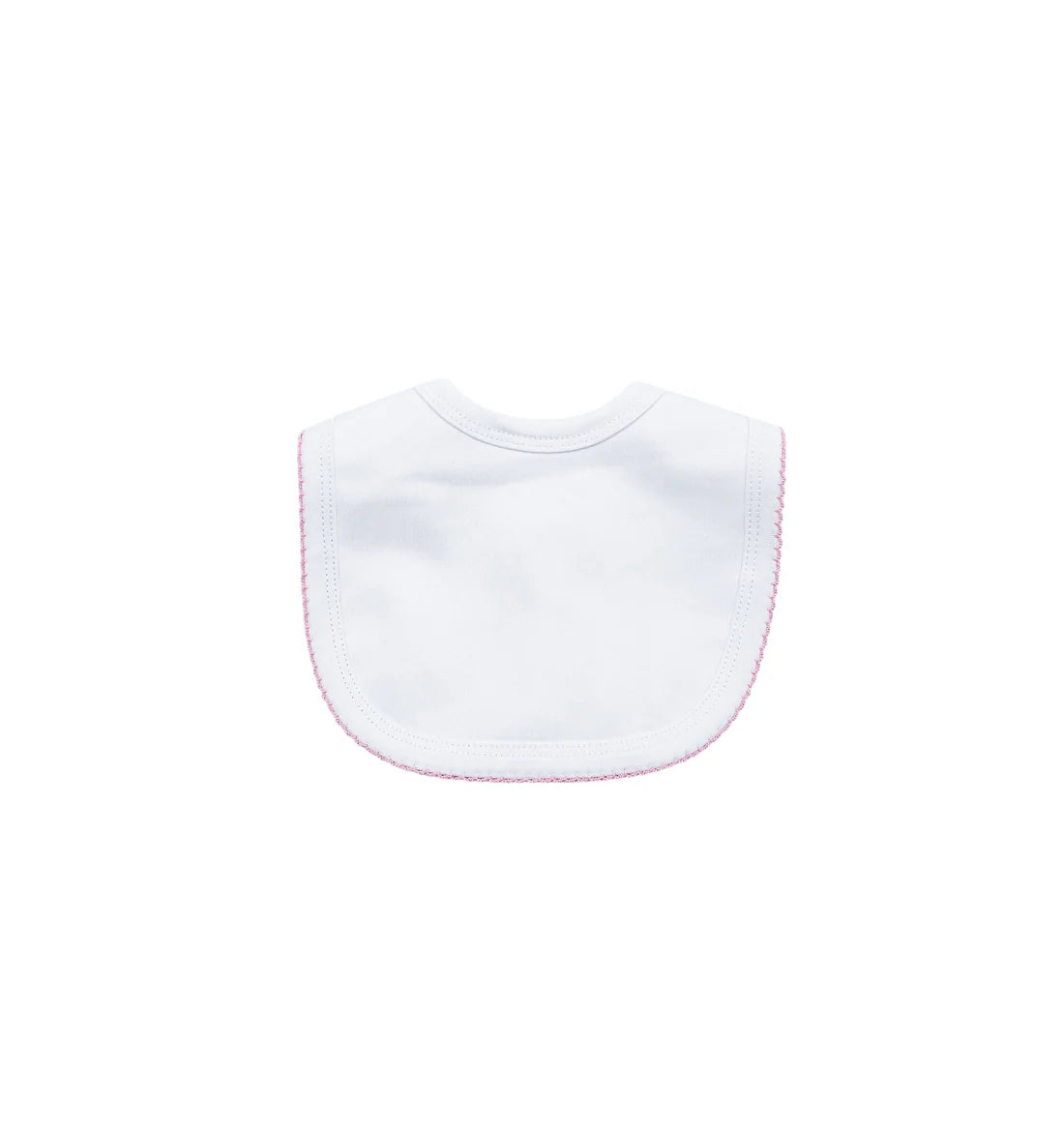 Picot Trim Bib, White with Pink