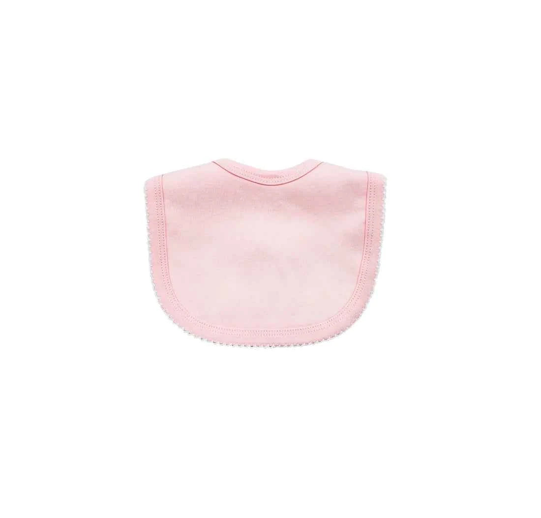 Picot Trim Bib, Pink with White