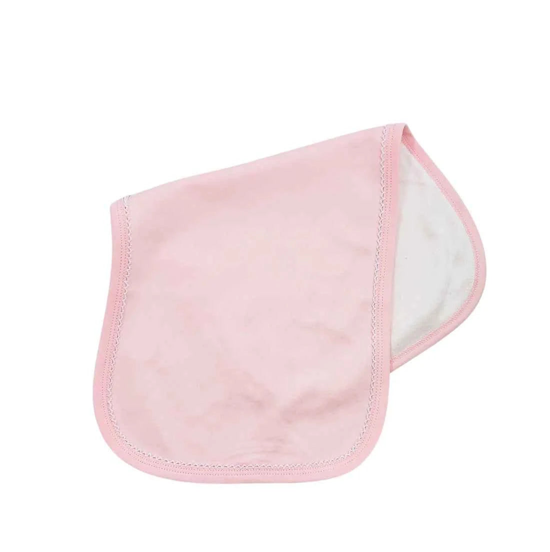 Picot Trim Burb Cloth, Pink with White