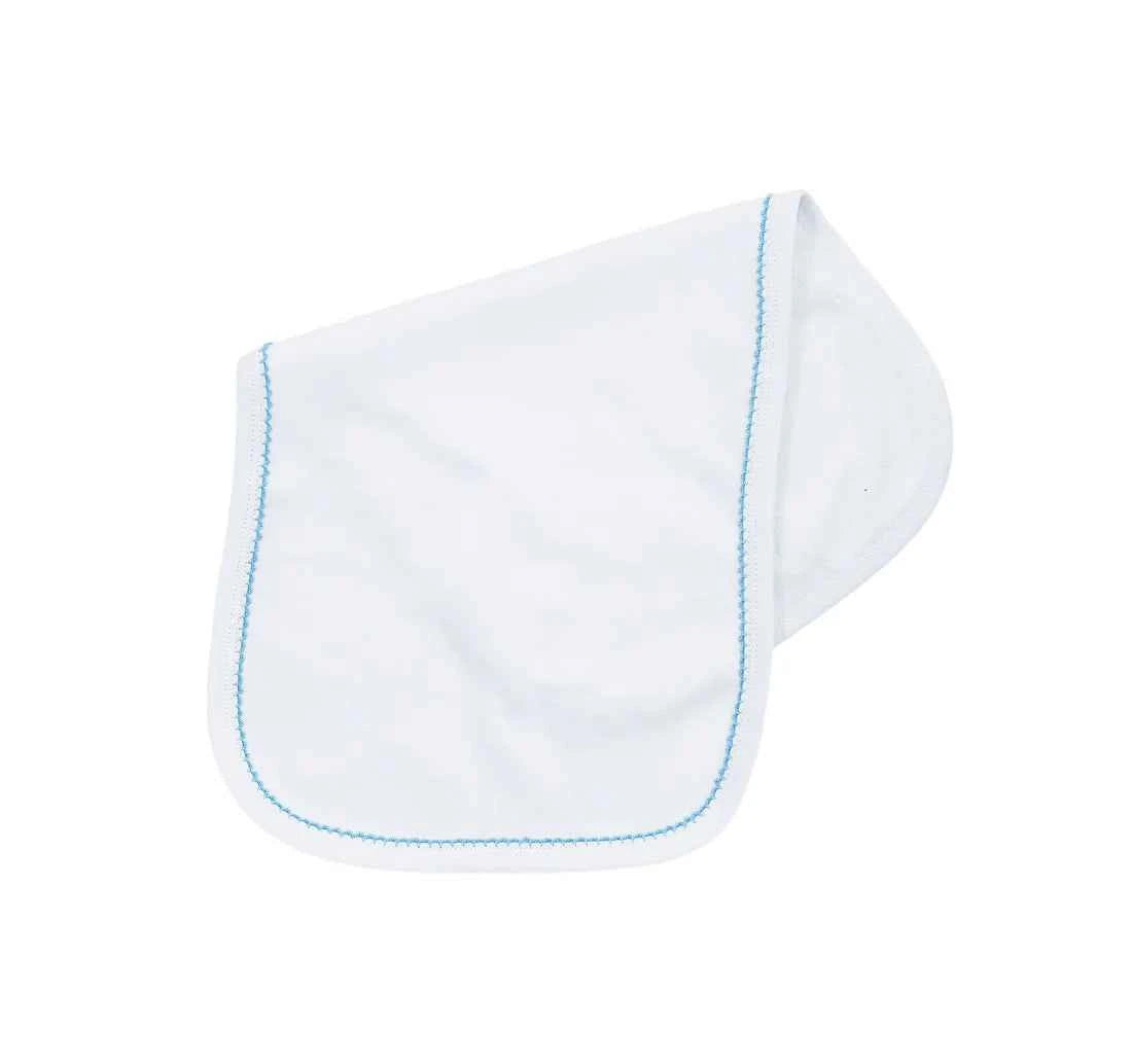 Picot Trim Burb Cloth, White with Blue