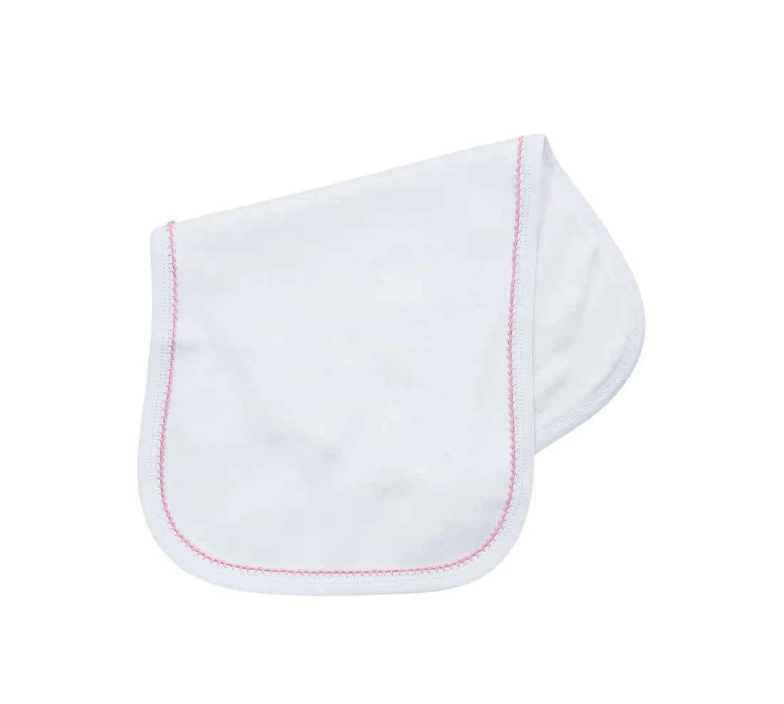 Picot Trim Burb Cloth, White with Pink
