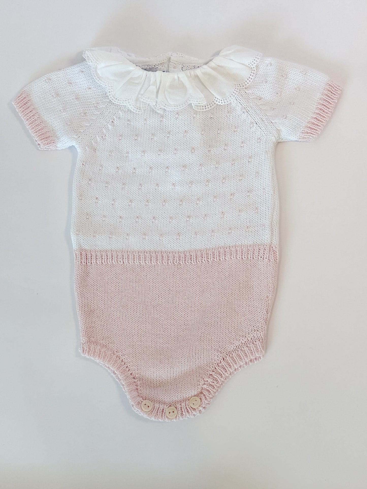 Short Sleeved Ruffle Dot Bubble Pink