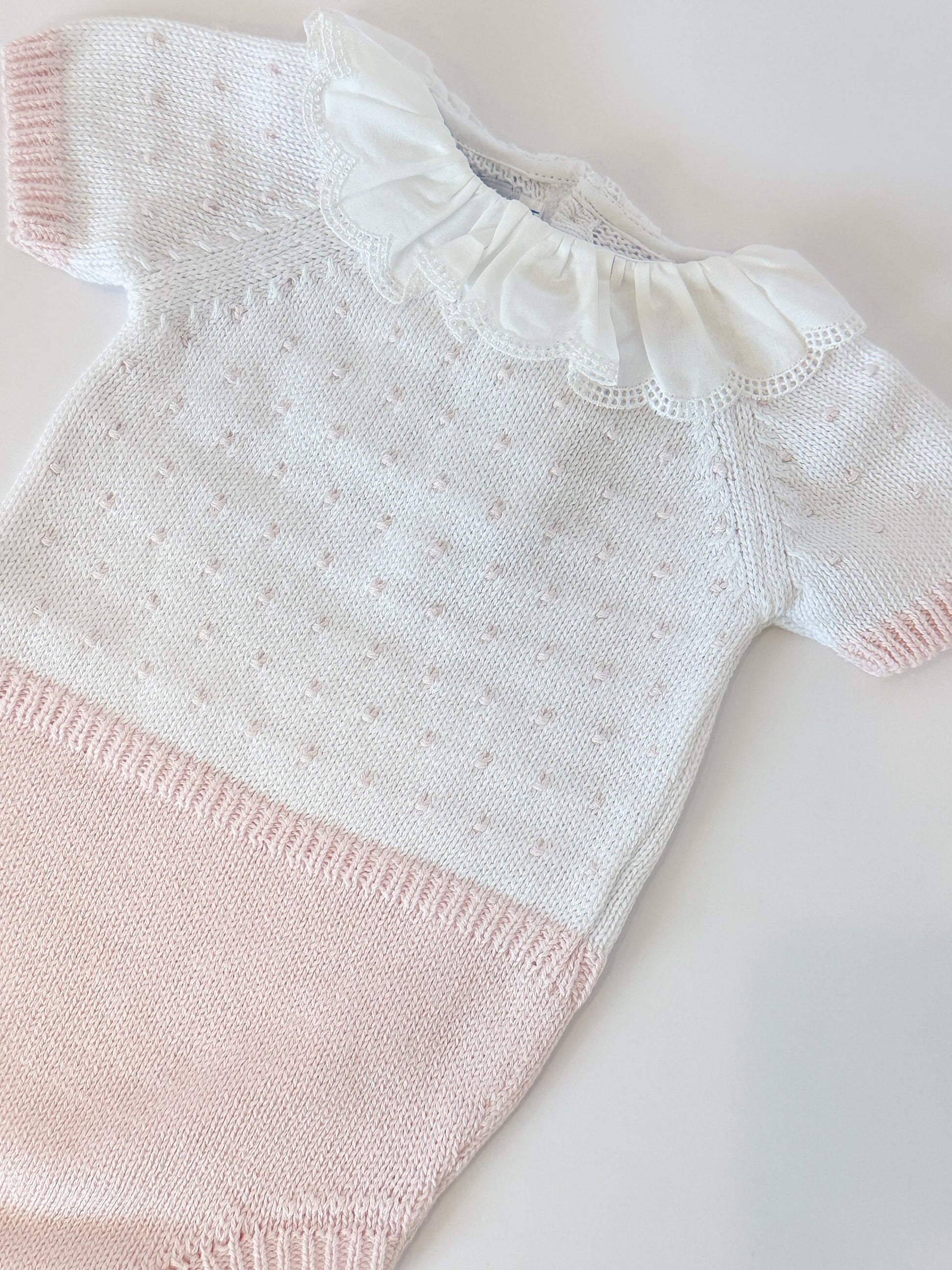 Short Sleeved Ruffle Dot Bubble Pink
