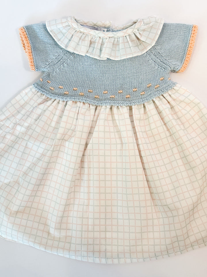 Short Sleeve Ruffle Plaid Dress