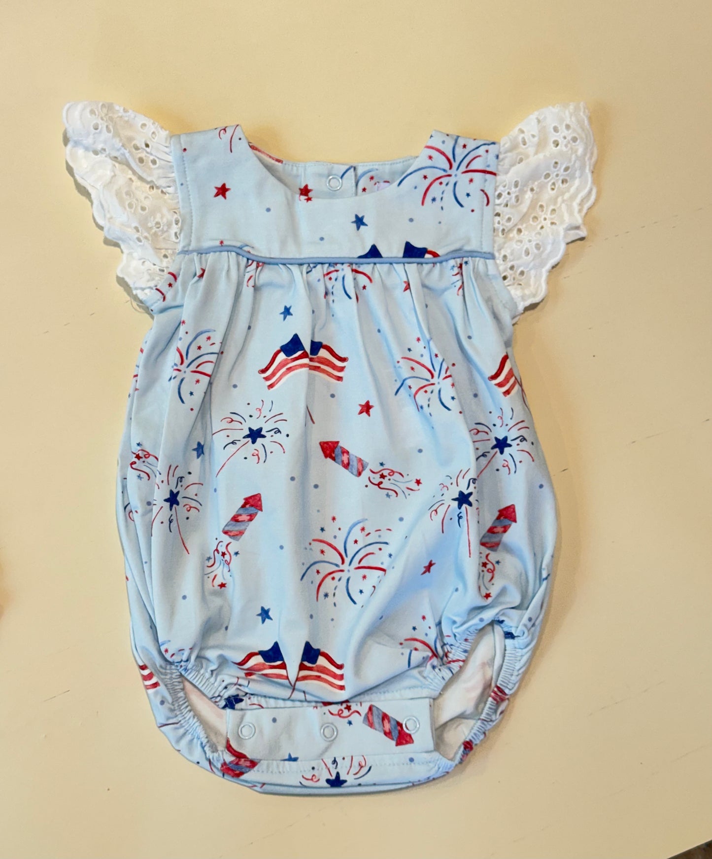 Elizabeth Eyelet Sleeve Bubble- Fireworks & Freedom