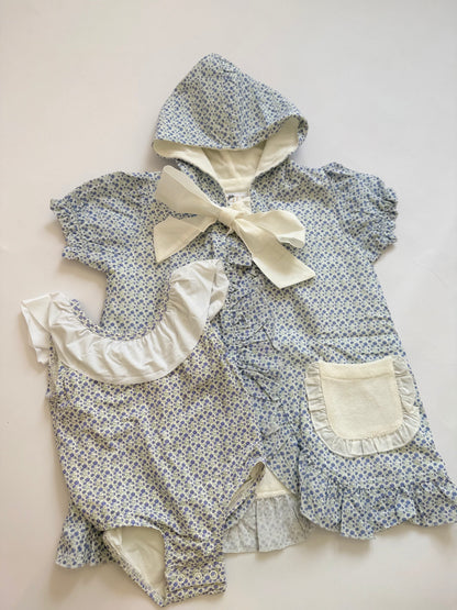 Girls Hooded Bow Coverup, Purple Poppy