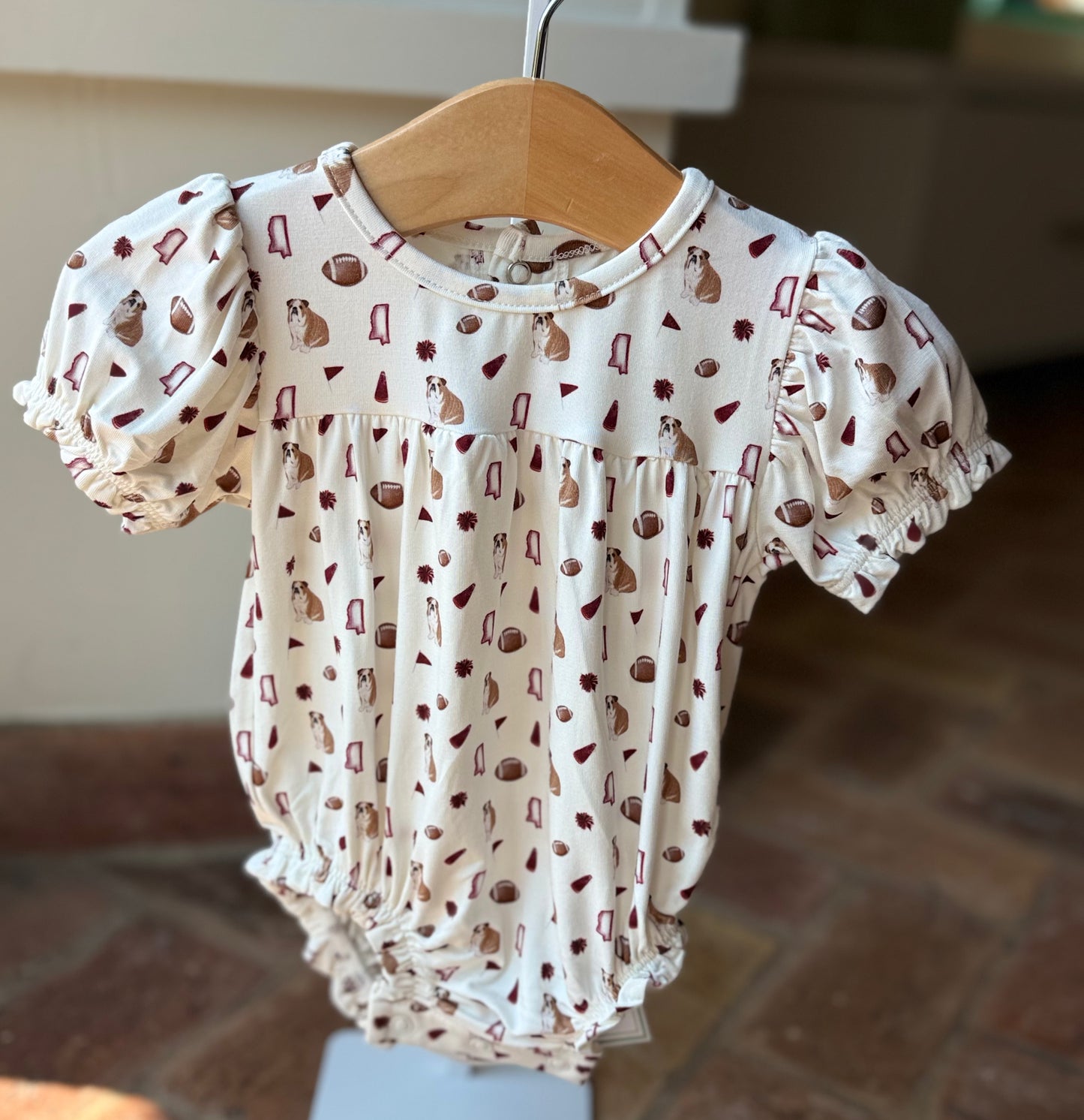Girls Maroon Bulldog Bamboo Bubble