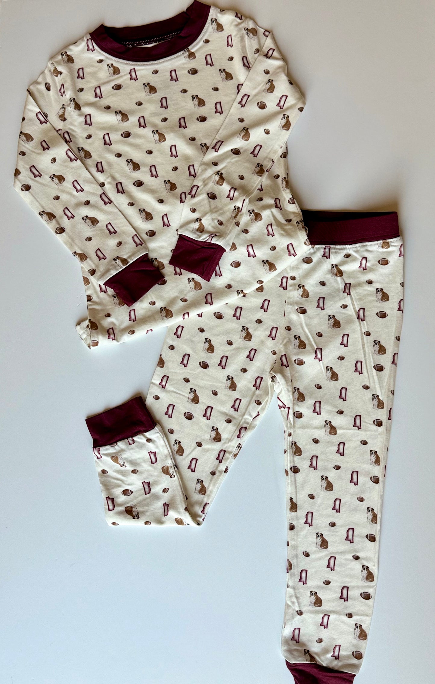 Boys Maroon Bulldog Loungewear Set