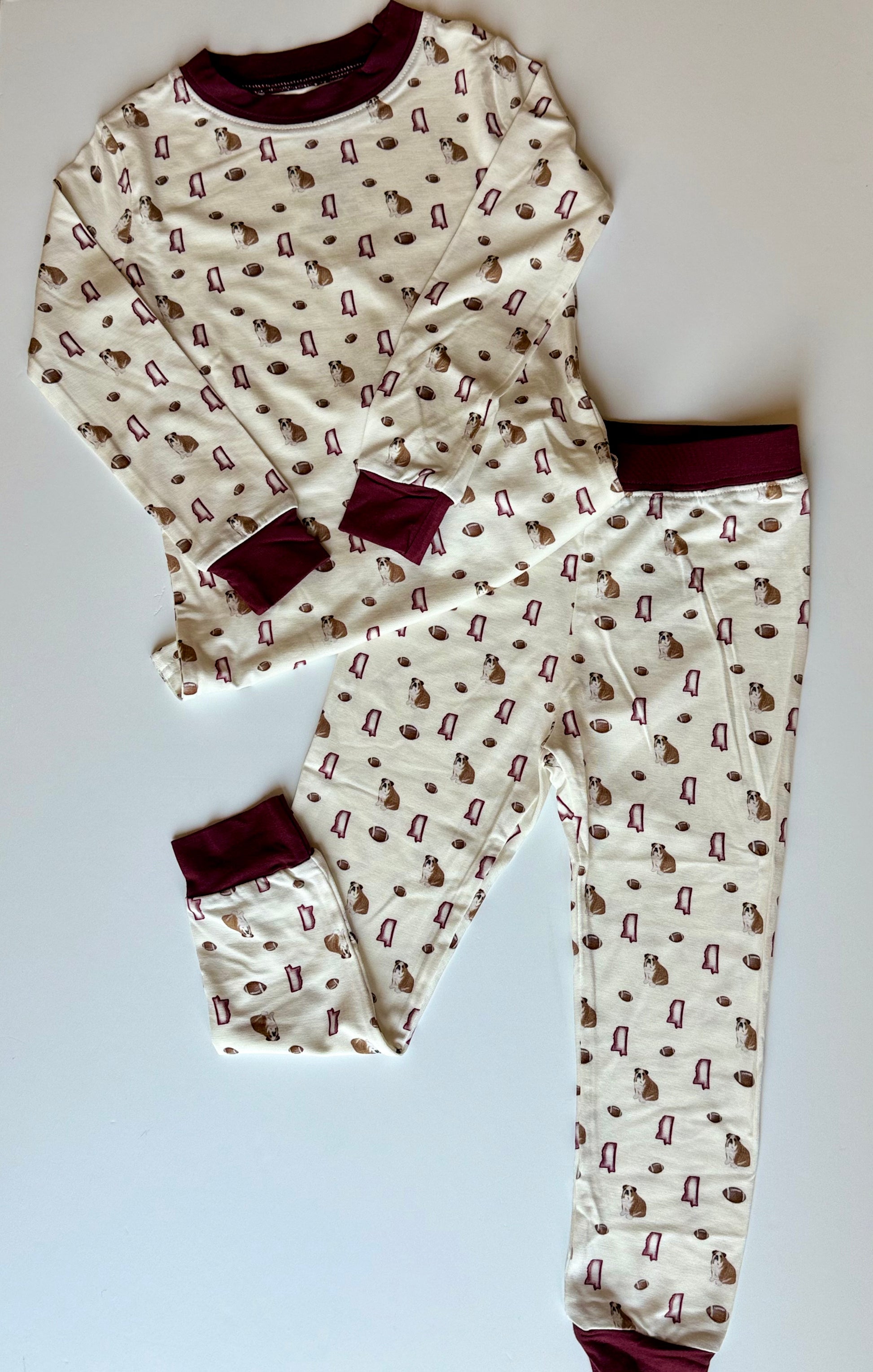 Boys Maroon Bulldog Loungewear Set