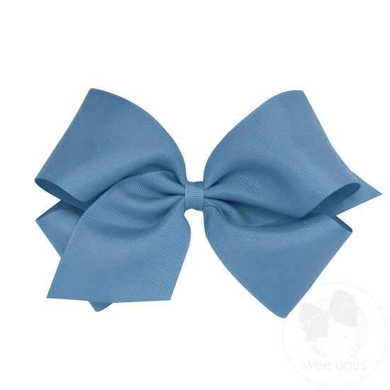 King Grosgrain Bow, Smoke Blue