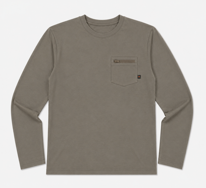 Mayfly Bamboo Long Sleeve Tee-Brown Gobbler