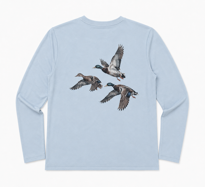Mayfly Bamboo Long Sleeve Tee-Ducks Blue