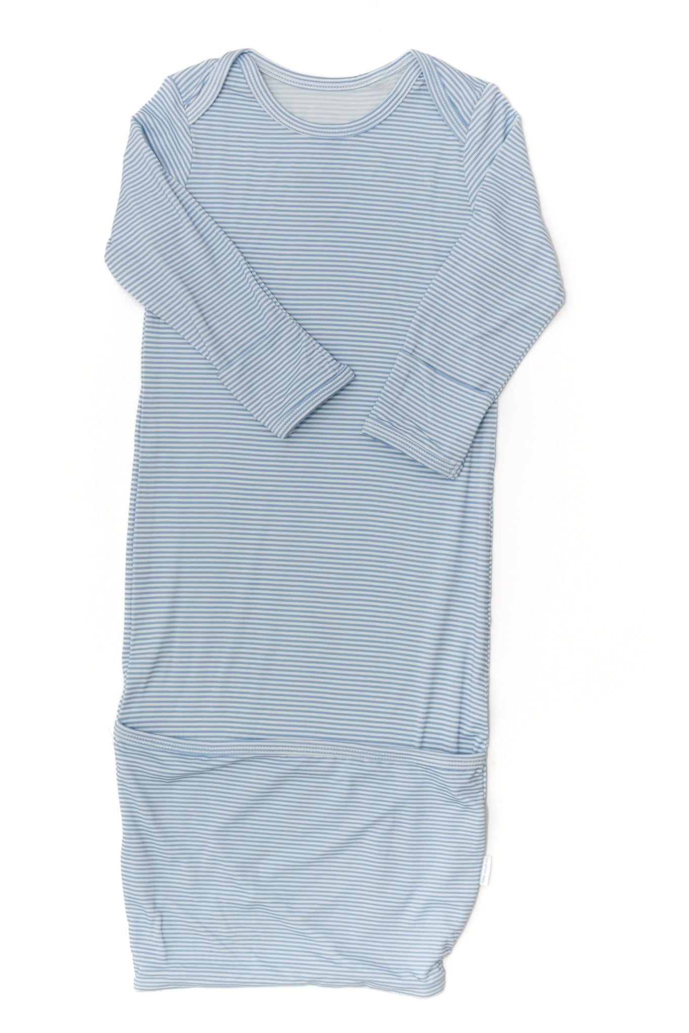 Newborn Gown Blue Mini Stripe
