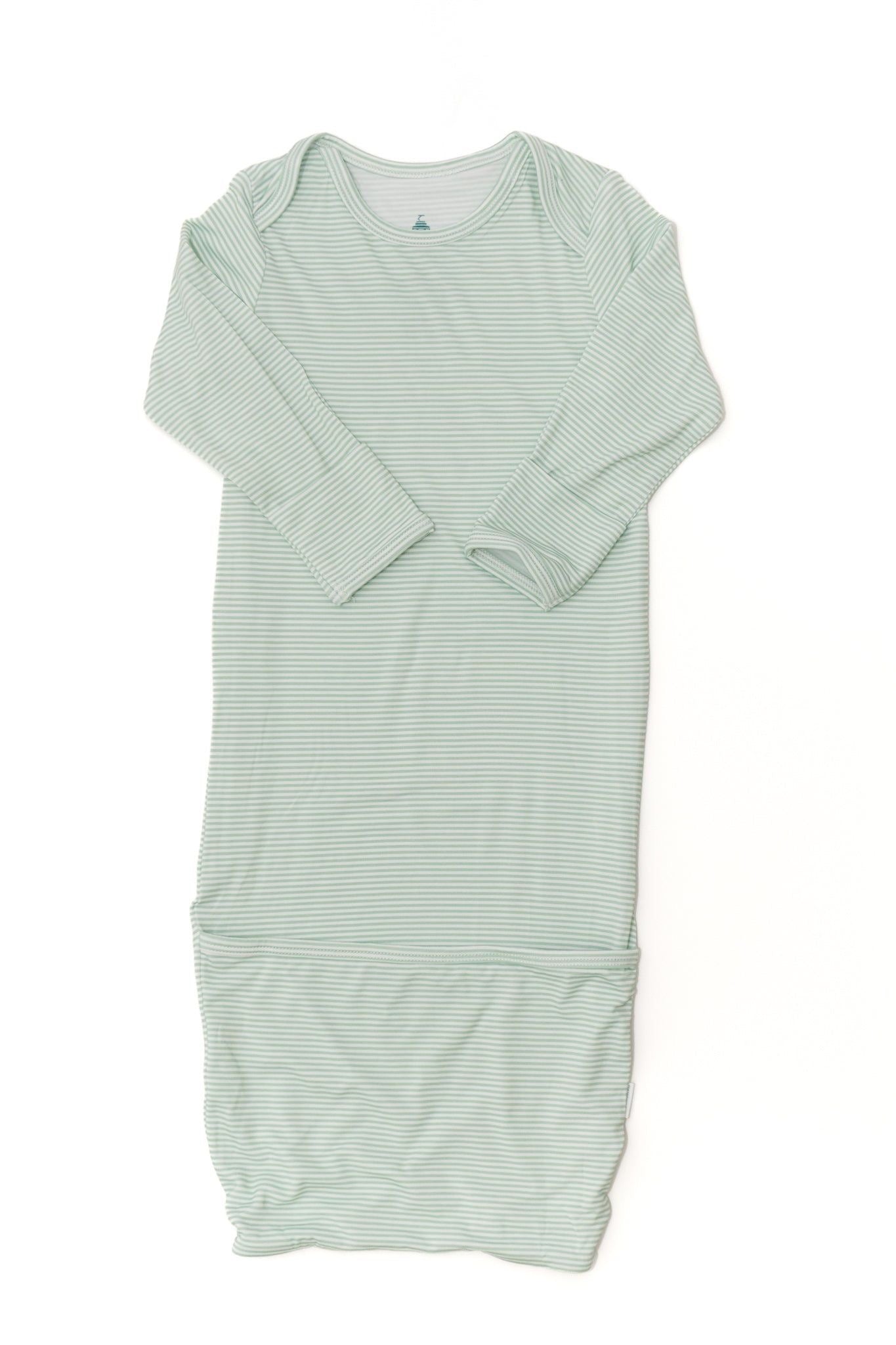 Newborn Gown Pistachio Mini Stripe