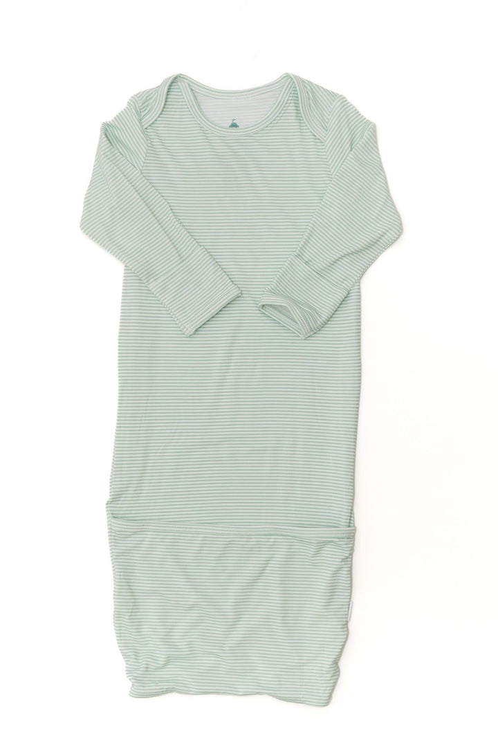 Newborn Gown Pistachio Mini Stripe