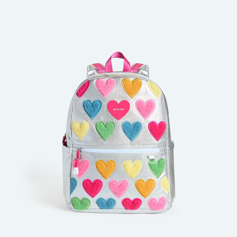 Kane Double Pocket Backpack, Happy Fuzzy Hearts