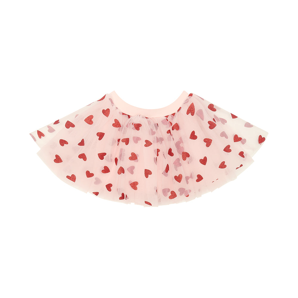 Pale Pink Tutu with Red Glitter Hearts